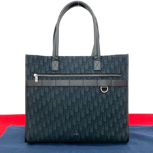 Storage Item with Bag Christian Dior Safari Tote Bag Oblique Canvas Leather Le