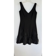 White House Black Market Little Black Cocktail Dress Size 6 Flounce Hem Holiday