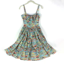 Bernie Dexter Paris Records Dress Sz M VTG Made in USA Pinup Rockabilly 50s