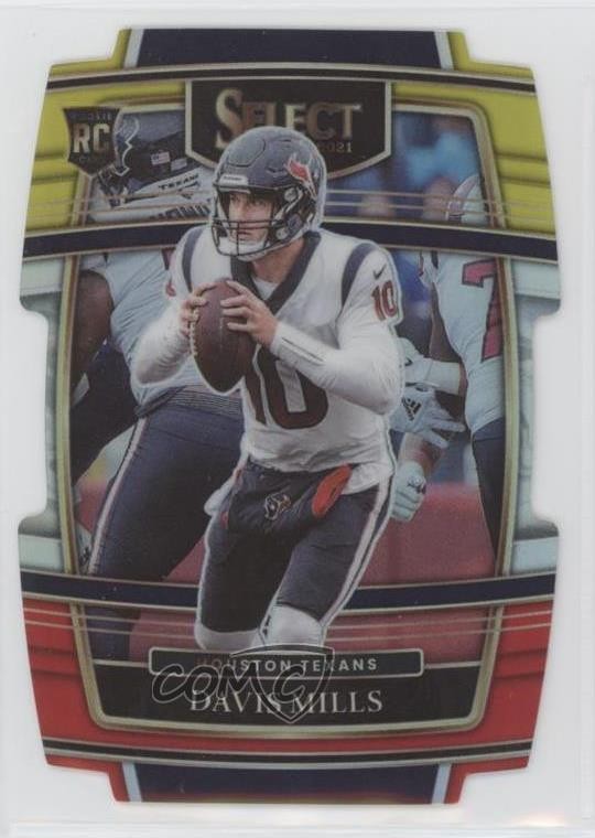 2021 Panini Select Concourse Red & Yellow Prizm Die-Cut Davis Mills #65 0z19