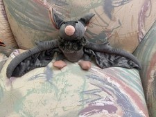 PLUSH STUFFED GREY BAT 25" ACROSS, 9" HIGH STUFFED ANIMAL HALLOWEEN - NWOT