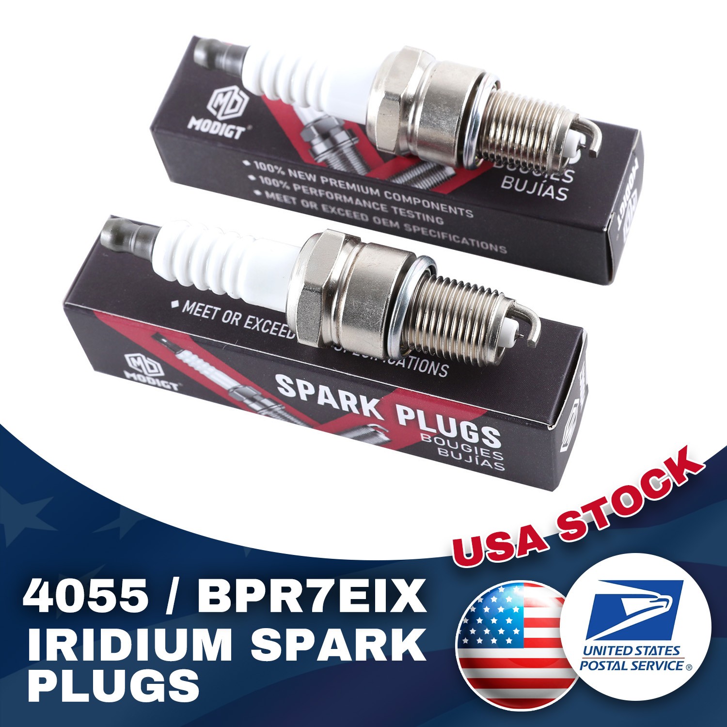 2pcs For NGK 4055 BPR7EIX Iridium  Spark Plugs For Lamborghini Espada 1968-1978