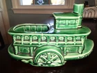 AWESOME VINTAGE NELSON McCOY POTTERY NATCHEZ SHOWBOAT GREEN PLANTER