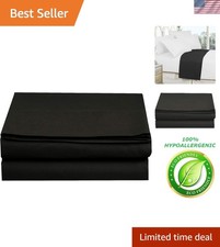 Hotel Quality Black Microfiber Flat Sheet - Queen Size, Stain-Resistant