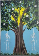 ACEO Art Card Original, Ghost Hanging Tree 2/2, 2.5inx3.5in Signed by Artist