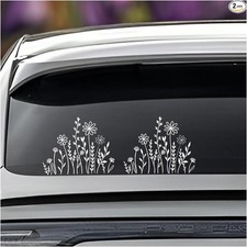 Boho Wildflowers Vinyl Car Decal Sticker, Waterproof Floral Decorat Size: 2pcs