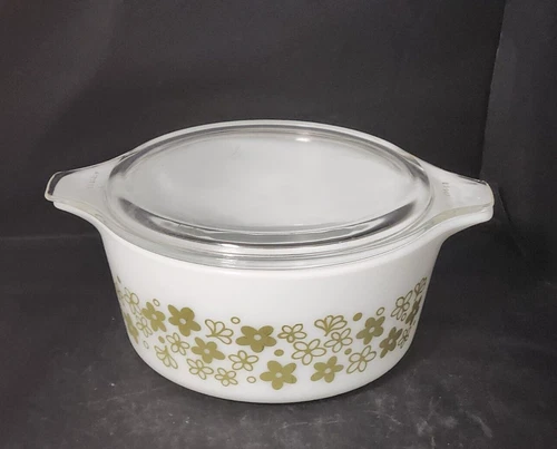 Vintage Pyrex #474 Spring Blossom Crazy Daisy Casserole Dish with lid