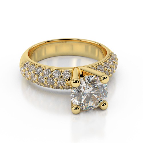1 1/3 CT Diamant Verlobungsring Rundschliff H/SI2 18K Gelbgold Größe Wählbar - Bild 3 von 7