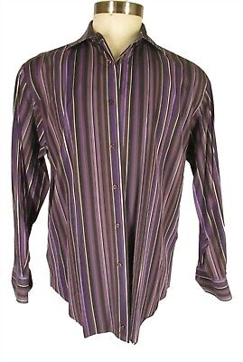 Etro Mens Purple Striped Long Sleeve Cotton Shirt L 42 Italy Etro Mens Purple Striped Long Sleeve Cotton Shirt L 42 Italy
