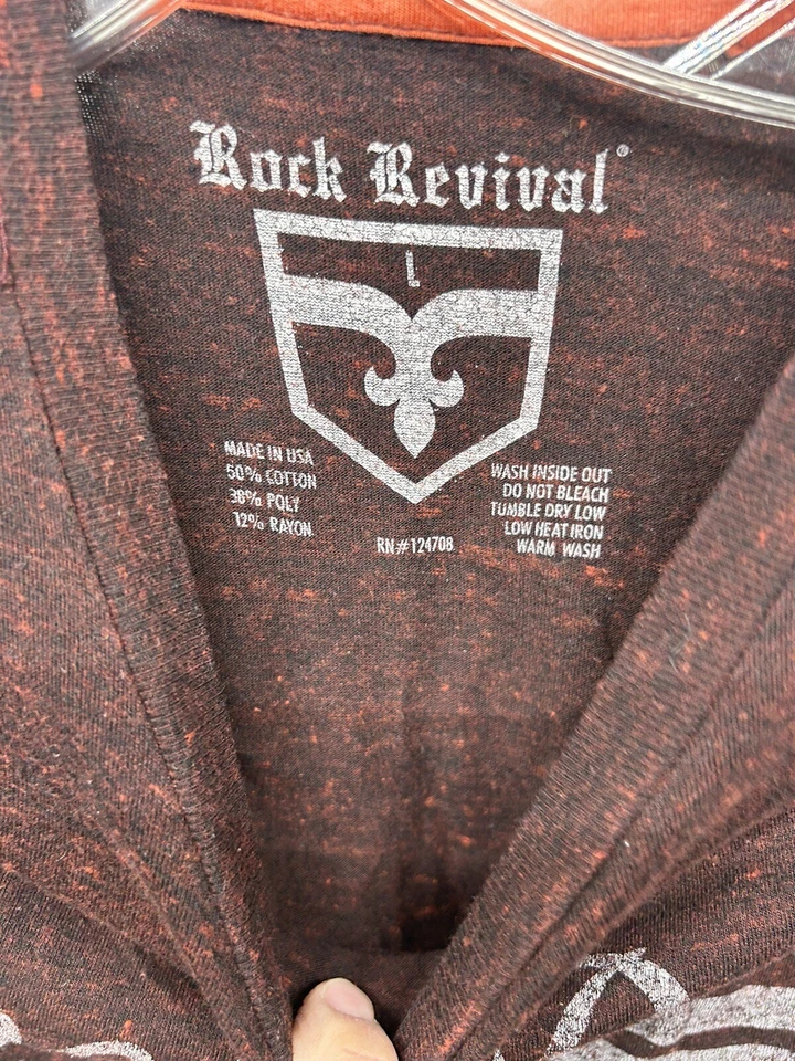 Rock Revival Mens Large Cotton Blend Burgundy Short Sleeve T-Shirt (JC) - Image 2 of 4