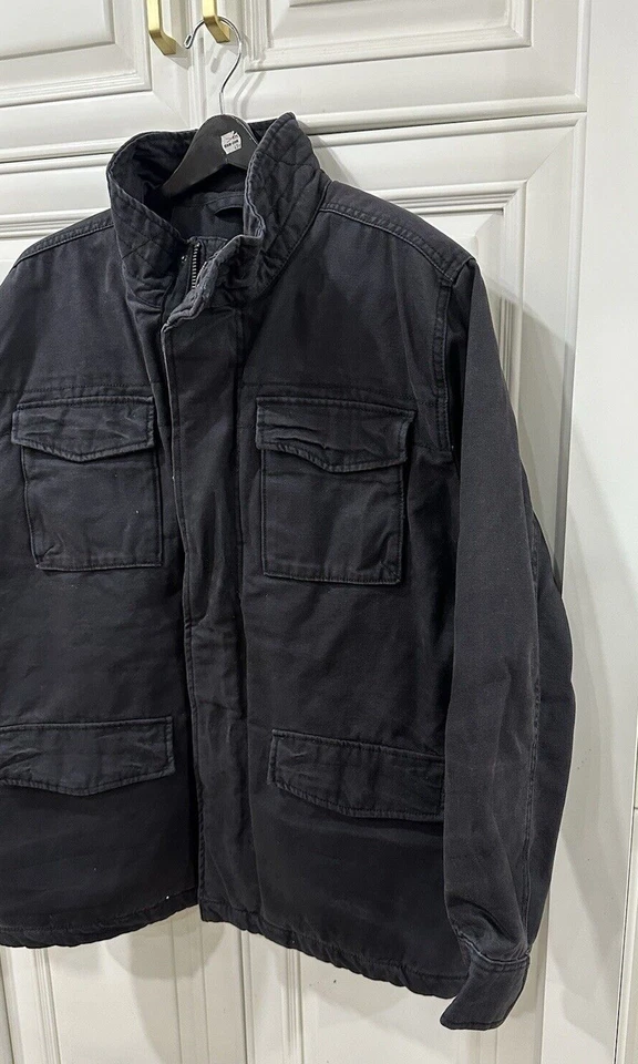 Chaqueta American Eagle Chore Field Utility Para Hombre Talla Grande Medio Forro Polar Negra Foto 4 de 4