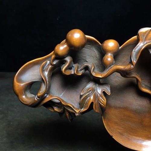 Chinese Boxwood Carved Gourd Statue Exquisite writing Brush Washer Art Ink tray  - Picture 2 of 11