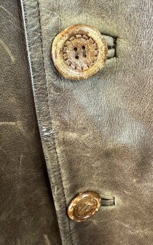 Reiss London UK XL Leather Jacket Heavyweight Lined Button Up Vintage Brown Coat - Picture 8 of 24
