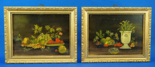 Violante Grieco 2 Dipinti olio su tavola Natura morta Frutta e fiori Friuli 1950