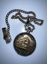 Train Pocket Watch-it Quartz Pocket Watch Steam Train Vintage Untested Brassy