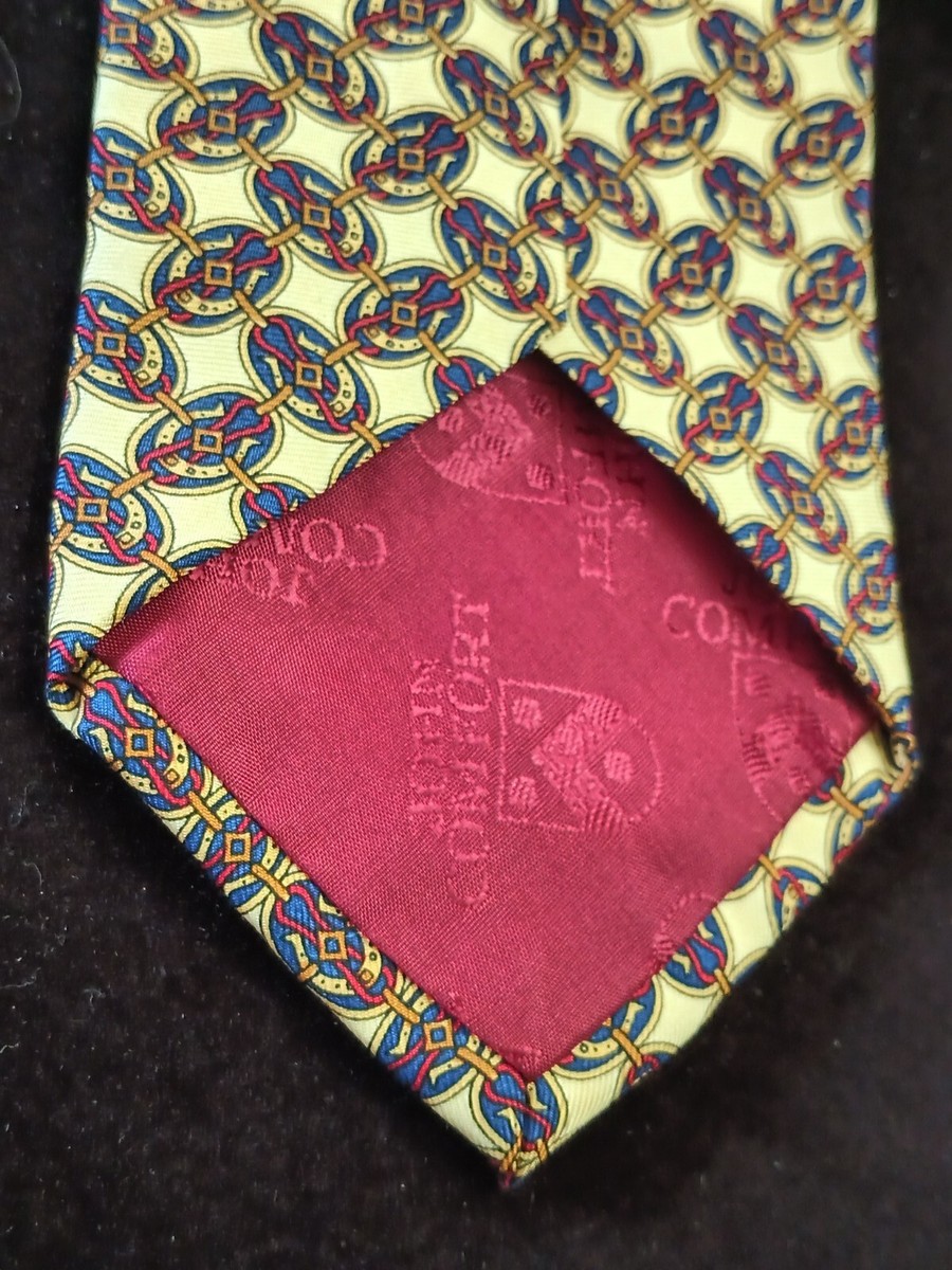 🇬🇧 Vtg John Comfort Beige w/ Multicolor Horseshoe Theme 57/3.5
