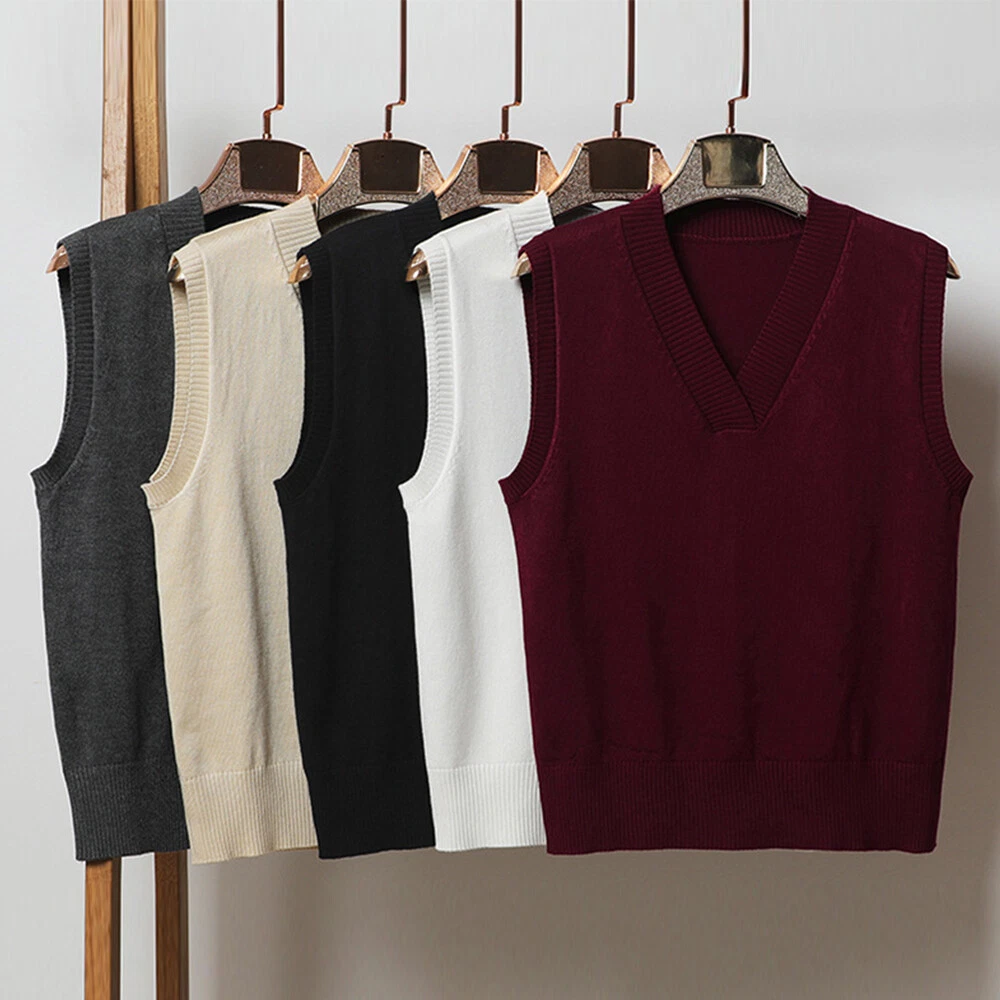 Maglione Da Donna In Maglia Morbida Senza Maniche Con Scollo A V