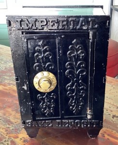 Antique Safe Deposit Still Bank Cast Iron W/Combination Safe by Imperial