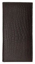 Brown Crocodile Design Basic Genuine Leather Checkbook Cover
