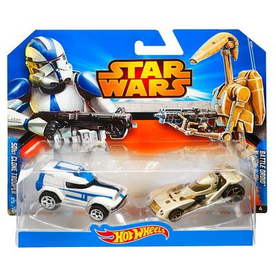 2 Hot Wheels STAR WARS Character Car 2 Pk R2-D2 & C-3PO, Clone