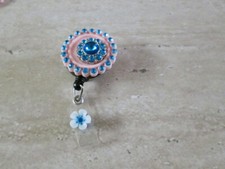 ID BADGE RETRACTABLE REEL MAGNET OR CLIP,FLOWER,NURSE,MEDICAL,TEACHER,ICU,OFFICE