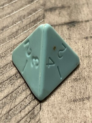 Vintage Moldvay d4 older sky blue uninked rpg ad&d dice 120823@