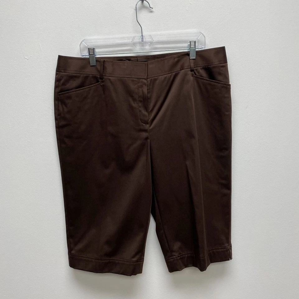 Lafayette 148 New York Brown Gus Mayer High Rise Stretch Bermuda Shorts 14 $188