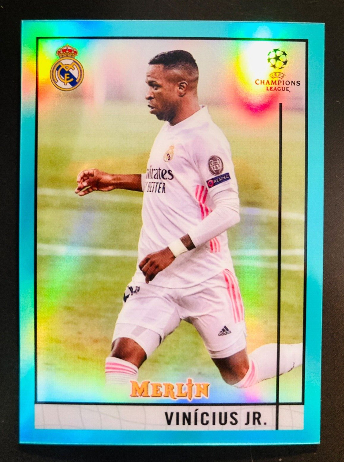 2020-21 Topps Merlin Chrome UCL # 79 Vinicius Jr Real Madrid Aqua Refractor /199