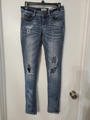 Indigo Rein Anklet Distressed Skinny Jeans Size Medium Wash