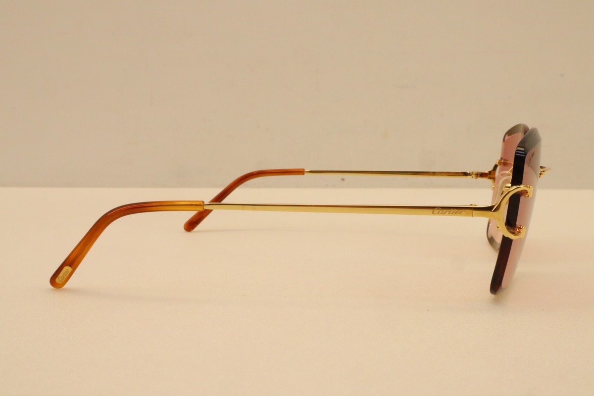 CARTIER C-Design 57-18-140 MM Rimless Pink Lens Sunglasses