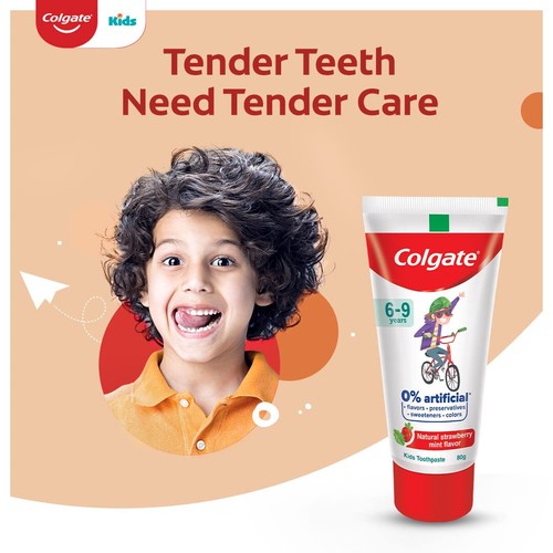 Colgate Kids Toothpaste 0% Artificial Preservatives, Colours, Sweeteners Strawbe - Picture 2 of 10
