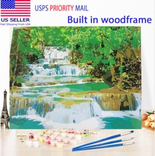 Paint by Number Kit USA DIY Oil Painting With Frame for Adults kids WATER FALL