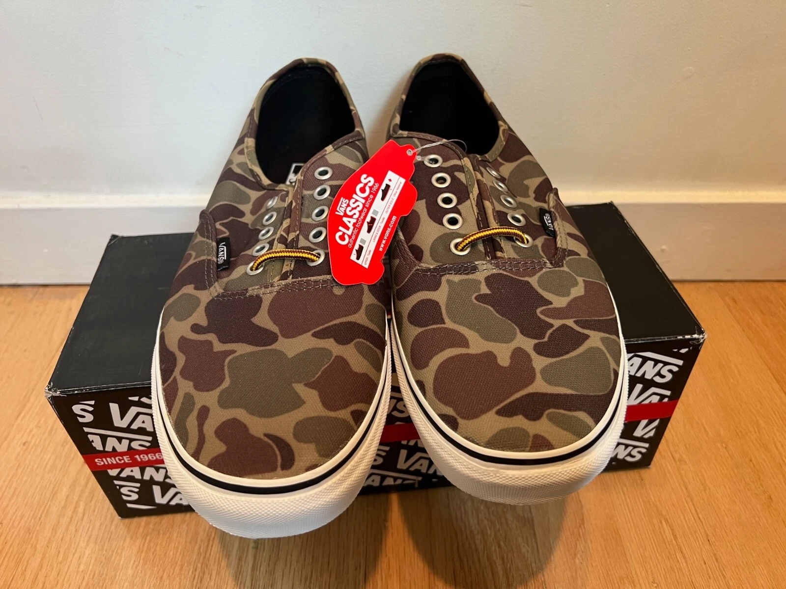2013 Vans authentique (toile cirée) camouflage / vert marais marron équipe suprême taille 13