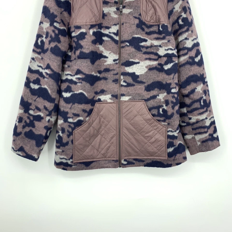 LOGO By Lori Goldstein Mujer 10 Chaqueta Grande Cepillado Camuflaje Rosa Azul Foto 3 de 4