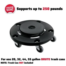 Heavy-duty BRUTE Trash Can Dolly with Casters Garbage Transporting 250lbs Loads