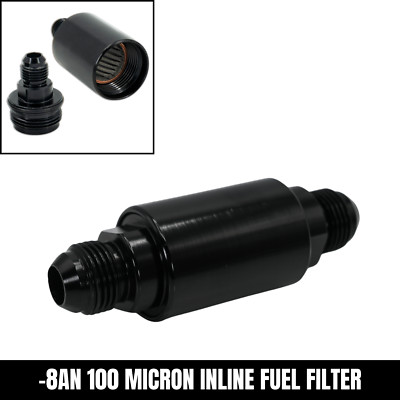 -8AN Racing Inline Fuel Filter E85 Ethanol 100 Micron Hi Flow AN8 8AN