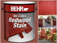Flat Oil-Latex Redwood Stain 1 Gal., Solid Color Smooth Exterior Wood Protection