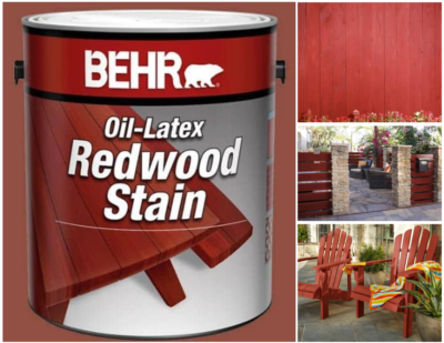 #ad Flat Oil Latex Redwood Stain 1 Gal. Solid Color Smooth Exterior Wood Protection $19.52