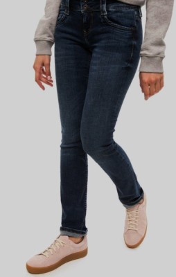 Pepe Gen Straight Mid Damen Jeans, Power Flex, Blau, W26,28,29,32 L30