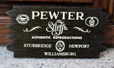 RARE VINTAGE 1960's STIEFF PEWTER CO DEALER WOOD COUNTER DISPLAY SIGN EXCELLENT!