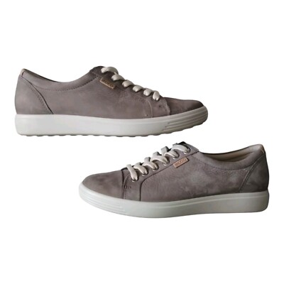 Ecco Shoes Womens Soft 7 Casual Sneakers Comfort Gray Leather Size 6 $138