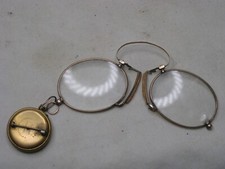 antique SATTLER spring pinch nose eyeglasses glasses 12K  w/ KETCHAM