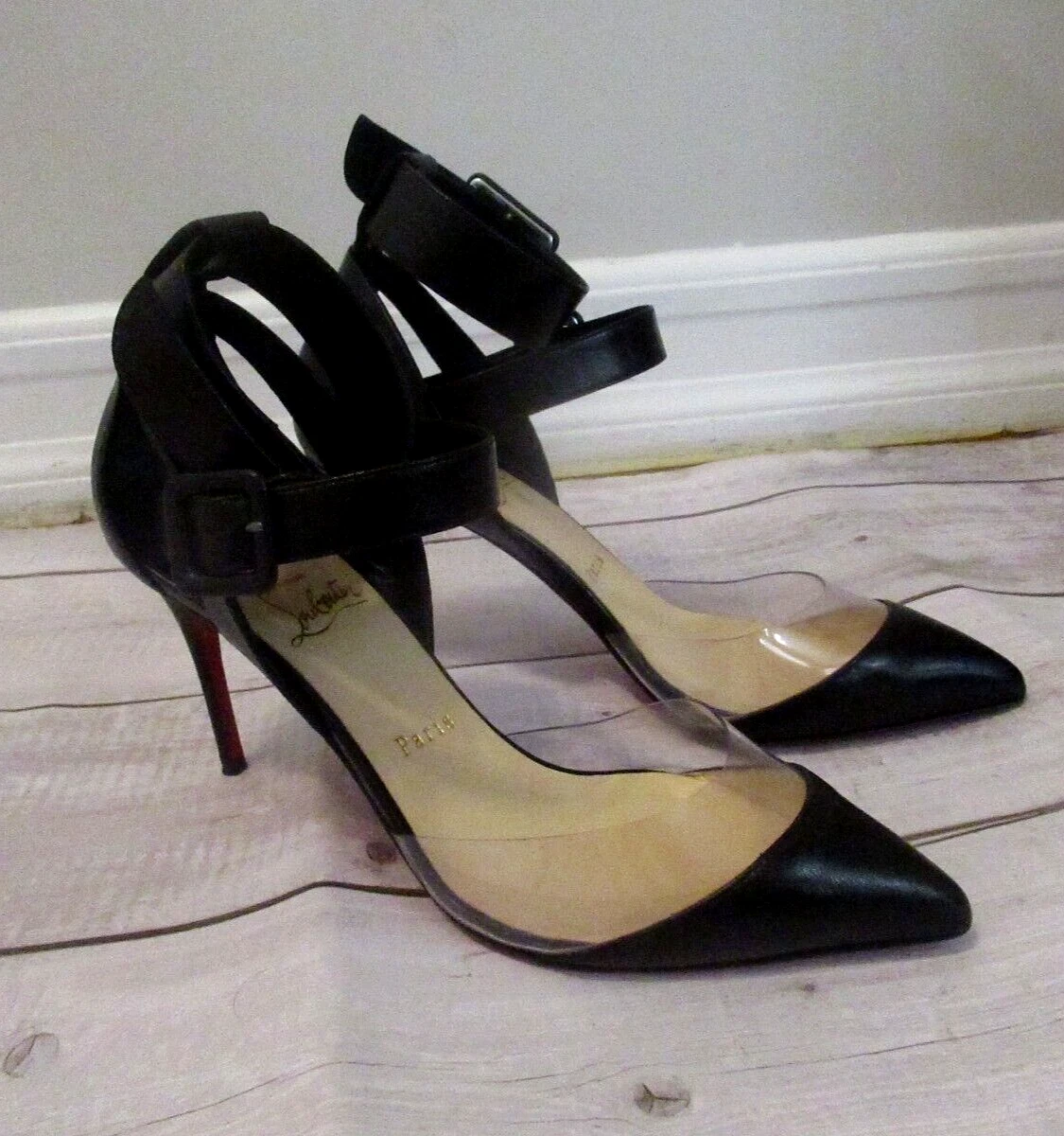 Clear top black pumps
