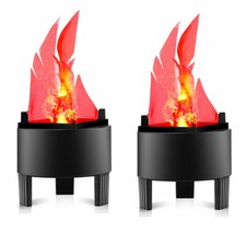 2 Pack LED Fake Fire Light Standing Fake Flame Lamp Fire Bowl Halloween Decor