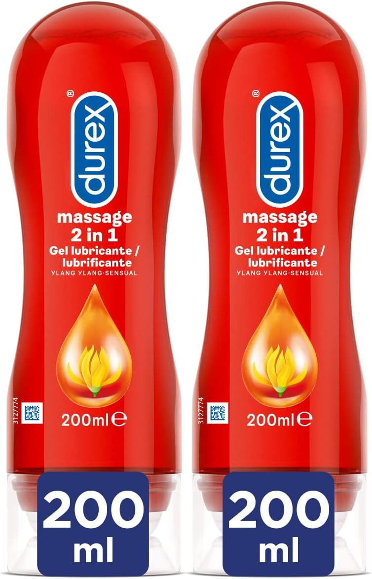 2 Gel Lubrificanti DUREX PLAY MASSAGE Ylang Ylang massaggi afrodisiaco 200 ml