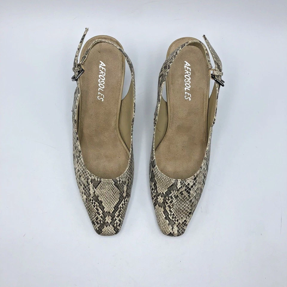 Zapato Aerosoles Rudiment Mujer Piel de Serpiente Imitación Tacón Eslinga Talla 6M Usado Foto 2 de 4