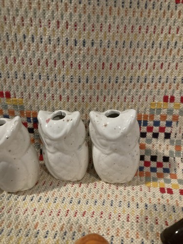3" Tall Vintage Ceramic Macrame Beads Owls Bears Monkey Lot 12 Excellent - Picture 6 of 11