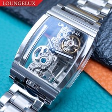 Mens Silver Bridge Manual Mechanical Watch Stainless Steel Metal Strap Gift