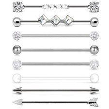 8pcs 14G Surgical Steel Industrial Barbell Earring Cartilage Piercing 38mm