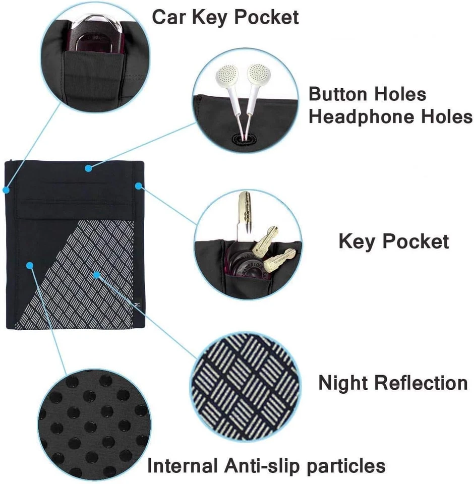 Brazalete deportivo universal para teléfonos - Correr, fitness, gimnasio - Negro - Talla M Foto 2 de 4